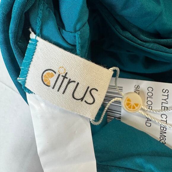 Citrus Faux Wrap Racerback Bikini Top Geometric Green Pullover Small NWT - Picture 7 of 8